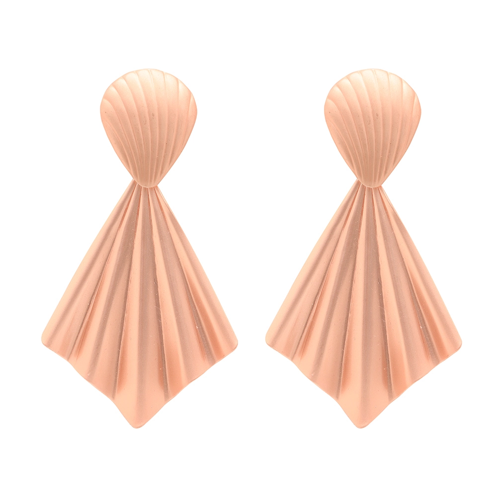 Wholesale Europe and America exaggerated fashion scalloped road brushed mute gold woman dangle earrings 1