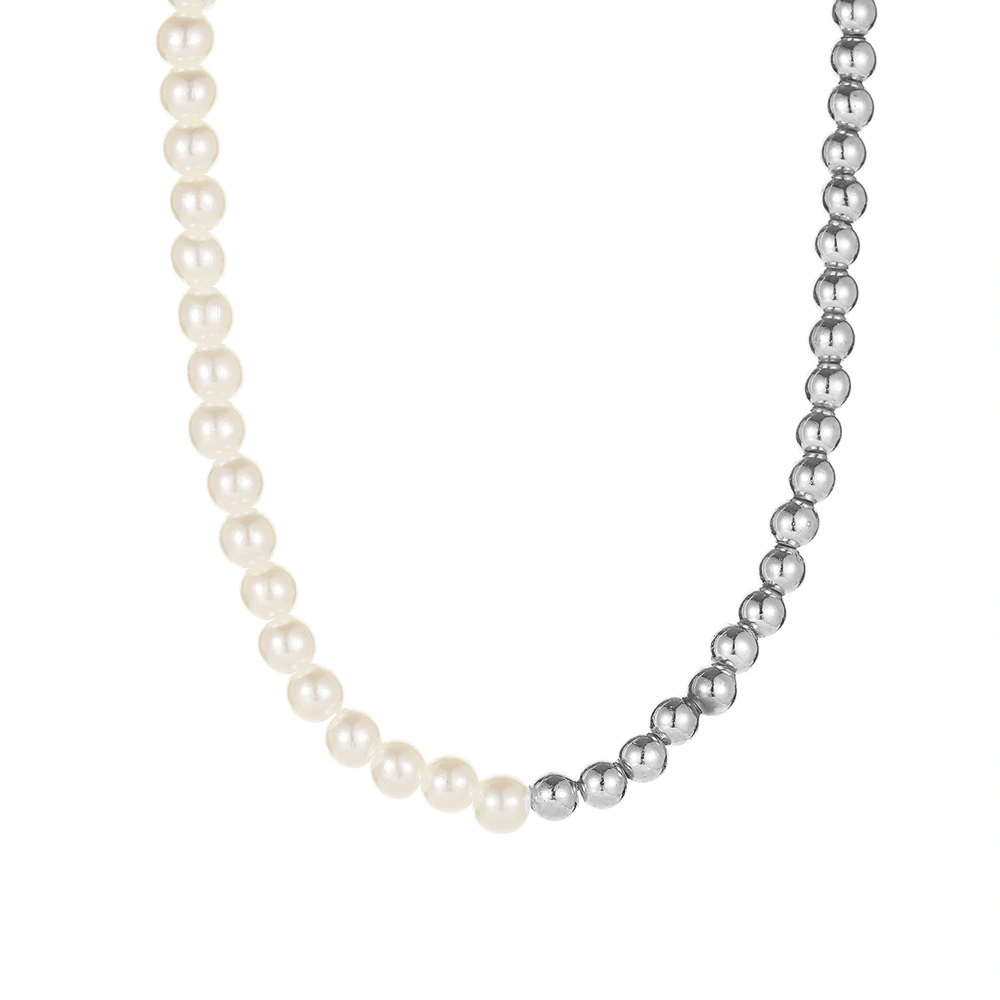 Hainon Wholesale necklace Unique Silver plated circle Chain Jewelry Pearl New Design Fashion Necklaces 1