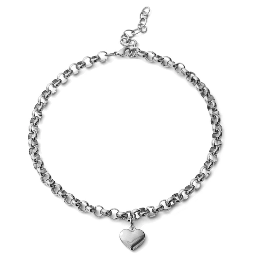 Hainon fashion 3.5mm long bracelets bangles Heart-shaped beads 25cm Stainless steel bracelet Anklet women jewelry wholesale 1
