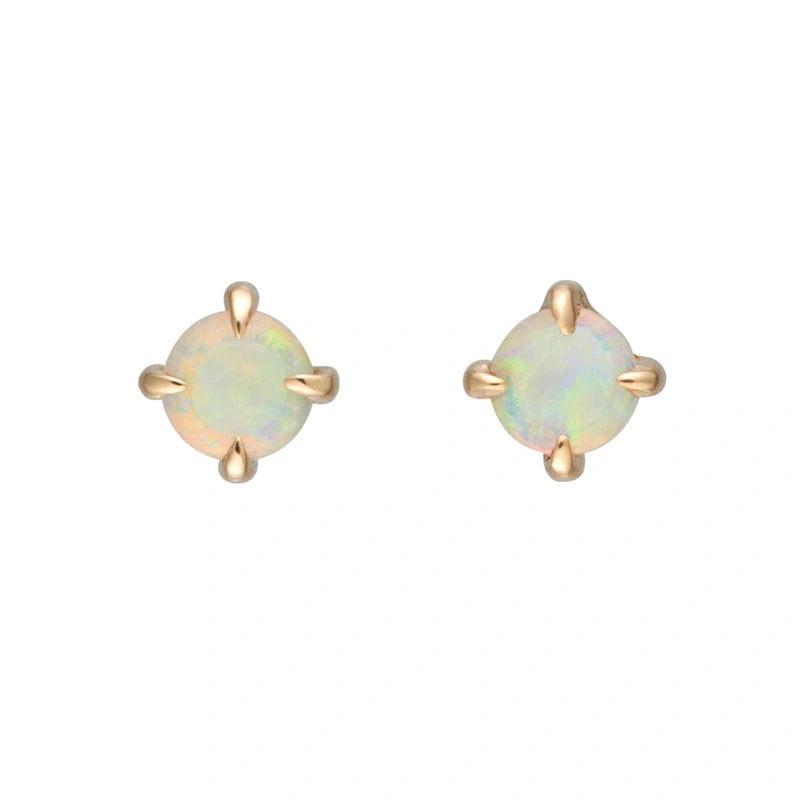 Hainon Gold four claw opal earrings fashion simple studded earrings high quality opal earrings  for women 2021 1