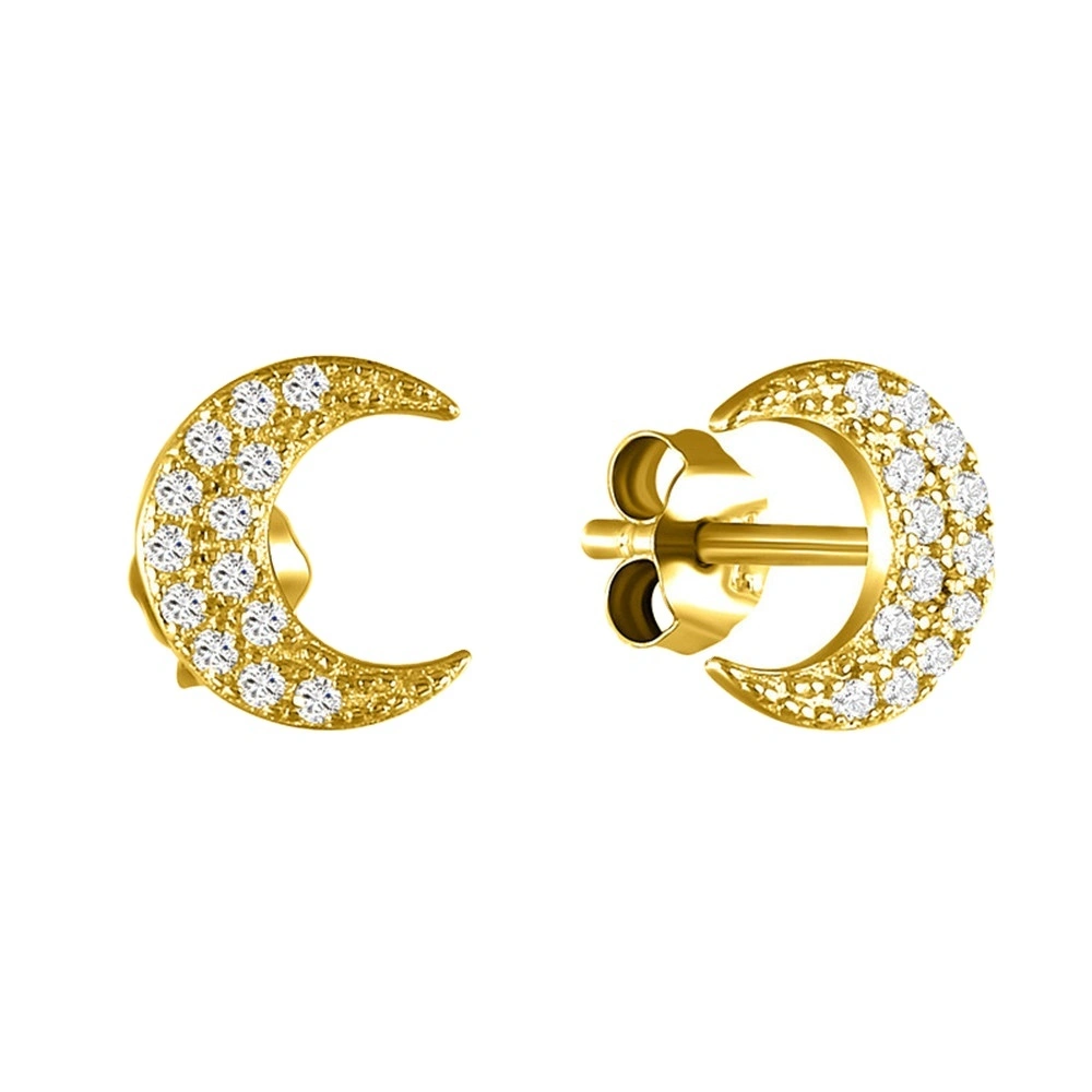 Hainon Fashion S925 Sterling Silver Moon Earrings Trend 2021 Plating Gold Silver Designer Zircon Stud Earrings For Women 1