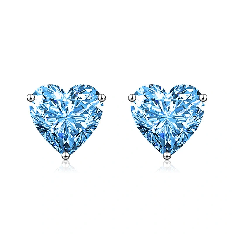 Hainon Vintage fashion jewelry Platinum plating 925 Silver Heart stud Earrings Gift card flannel bag set wholesale 1