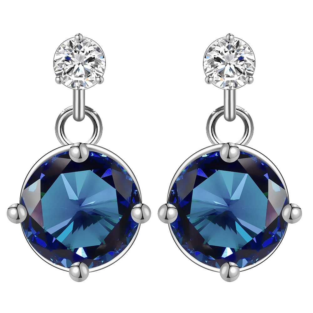 Fashion white gold plated white blue zircon circle drop earrings for women Hainon wholesale 1