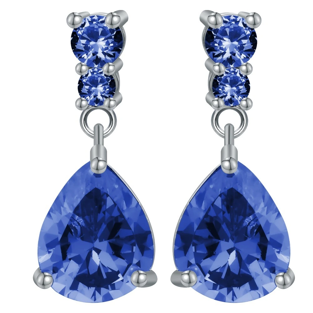 Hainon Hot sale Earring Dark Blue Triangle Cubic Zircon Silver Plated Dangle Earring Jewelry For Women Engagement Earring Gifts 1