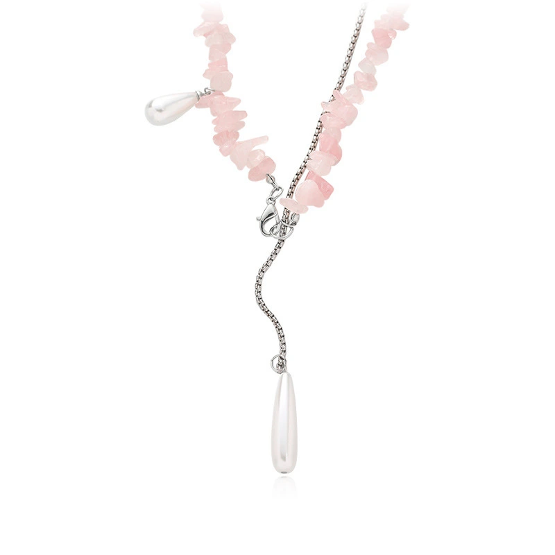 Hainon Pearl Necklace pink Chunky Chain Link Pearl pendant Necklace Gift for Women 1