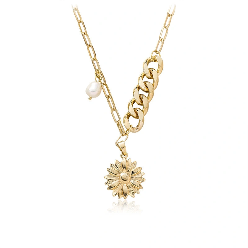 Hainon alloy chain necklace women jewelry flower Pendant Necklace pearl Gold Plated Best holiday gifts 1