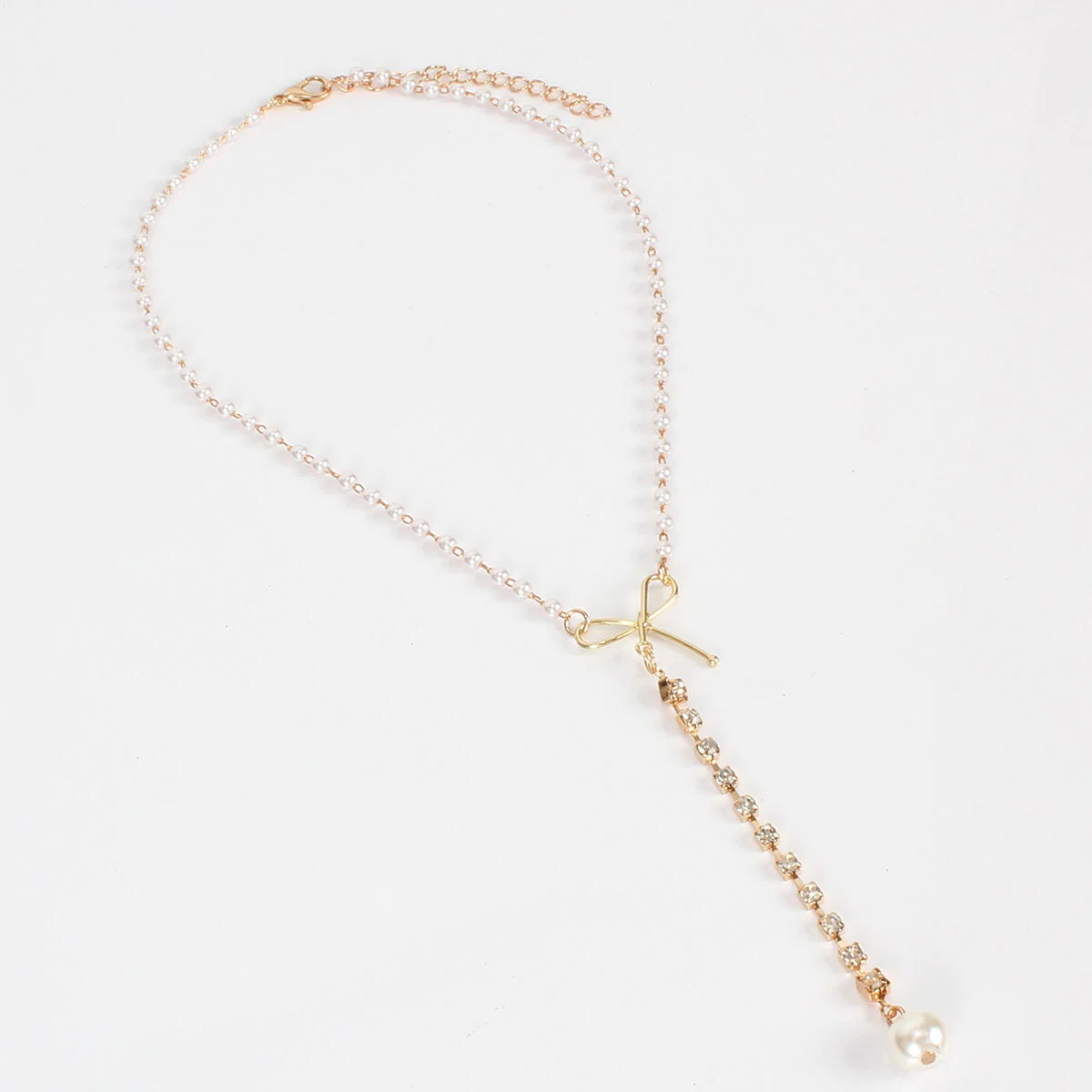 Hainon jewelry pendant Necklaces bowknot cz long pearl necklace for women Best festival gift1 1