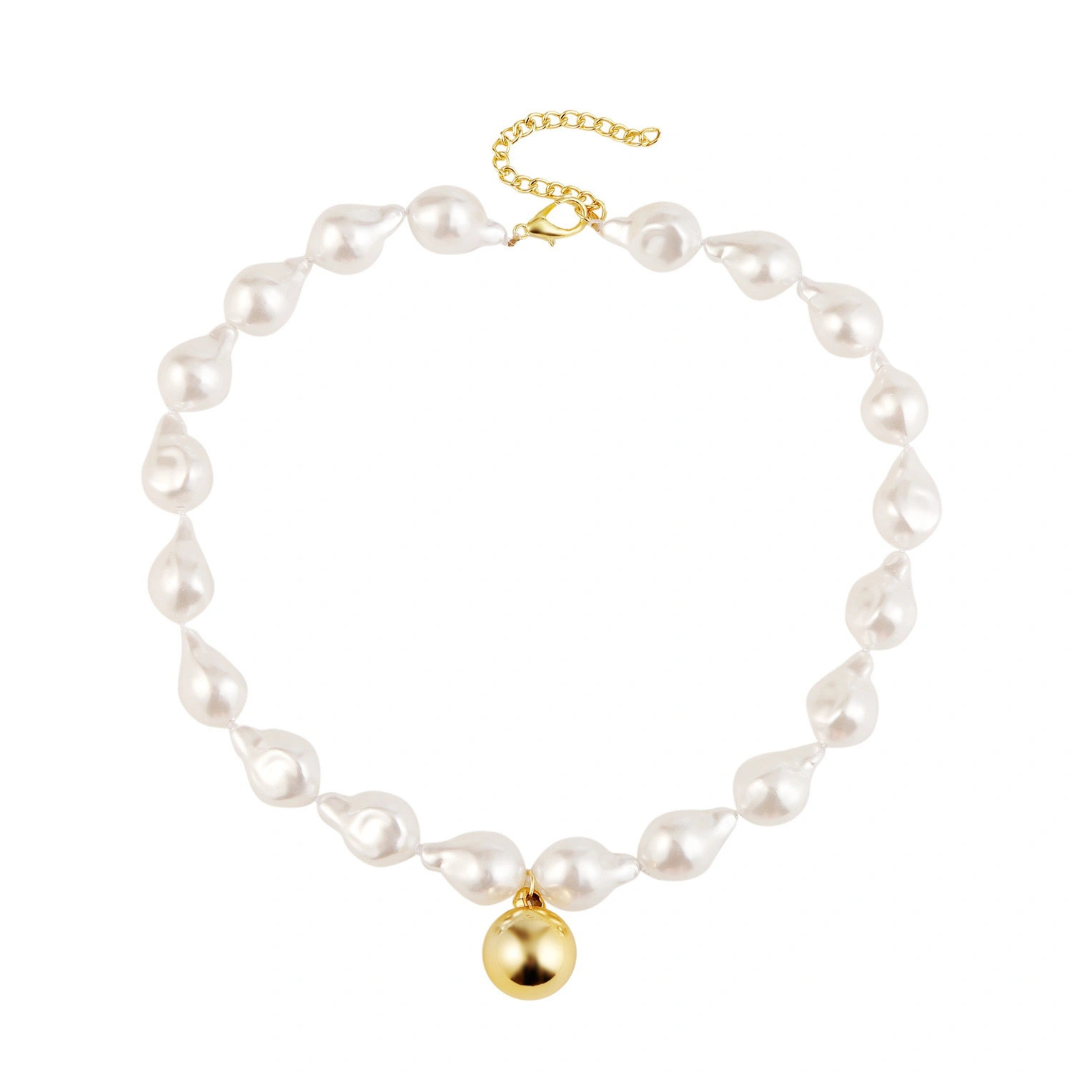Hainon Fashion Pearl Necklace Gold Plated Link Chain women jewelry gift Pendant Necklace 1