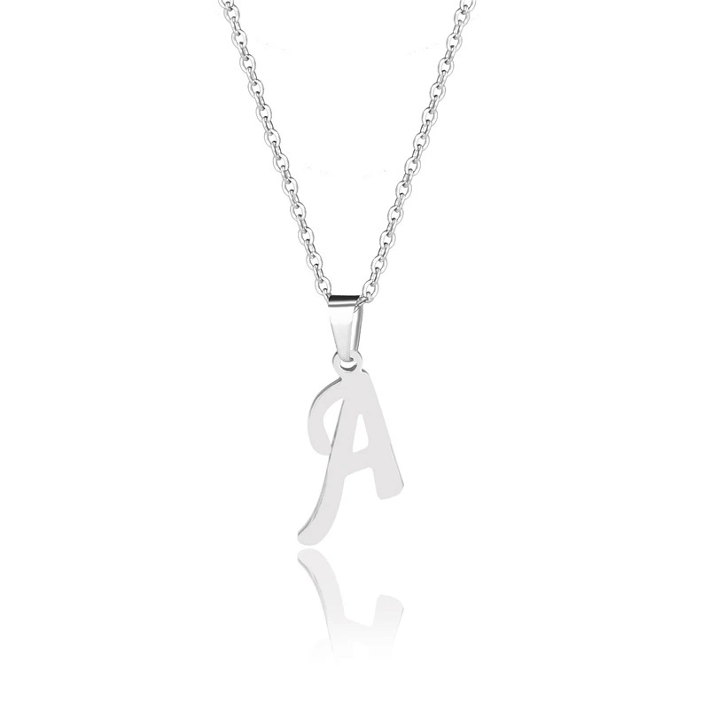 Hainon 2021 fashion Hip Hop Stainless Steel Necklace Clavicle Chain Simple 26 English Letter Necklace Female 1
