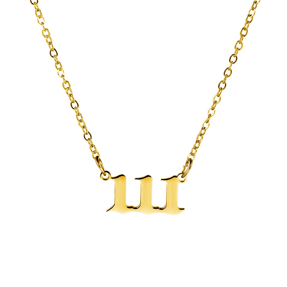 Hainon wholesale fashion Gold Plated number necklace female number 000-999 stainless steel number pendant necklace 1