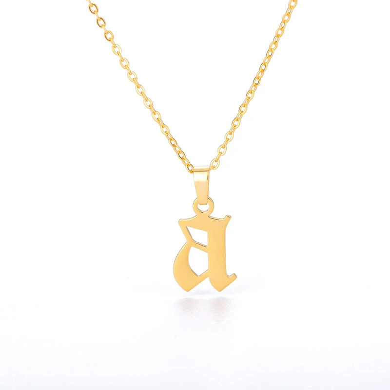 Hainon new Trendy Hip Hop 26 lowercase letters gold steel color stainless steel necklace personalized necklace 1
