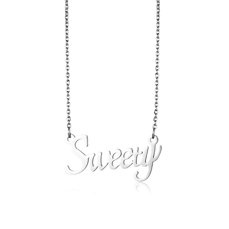 Hainon European and American girls fashion stainless steel sweety necklace temperament letter pendant jewelry 1