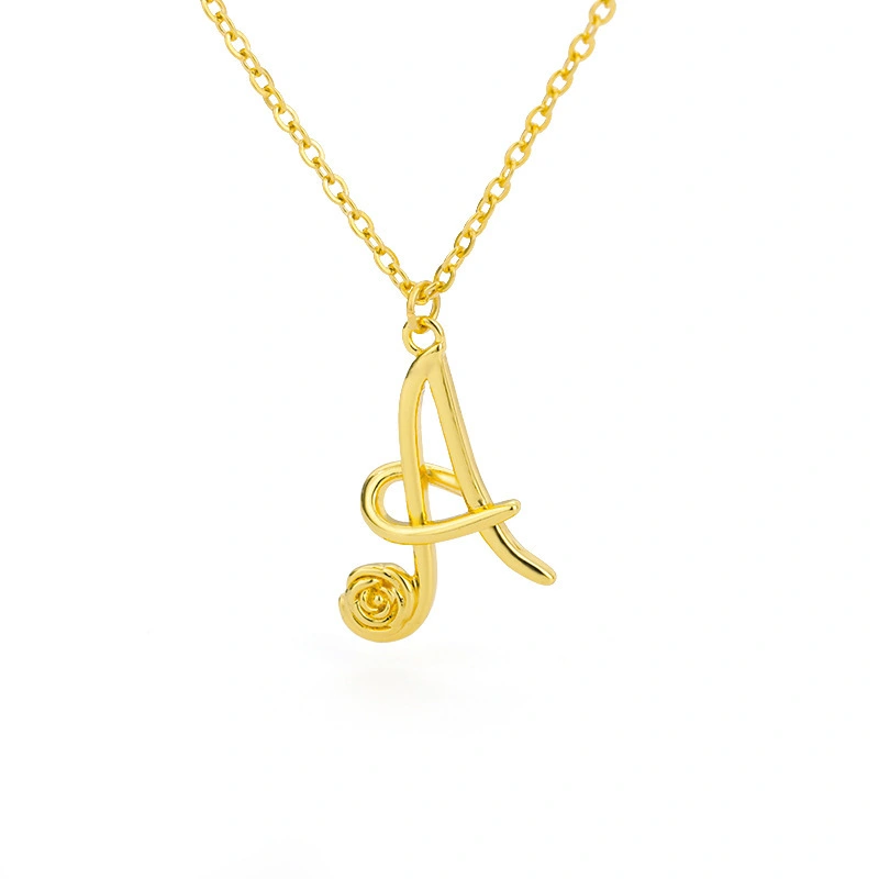 Hainon wholesale New gold capital English letter necklace bohemian style rose pendant all match jewelry 1
