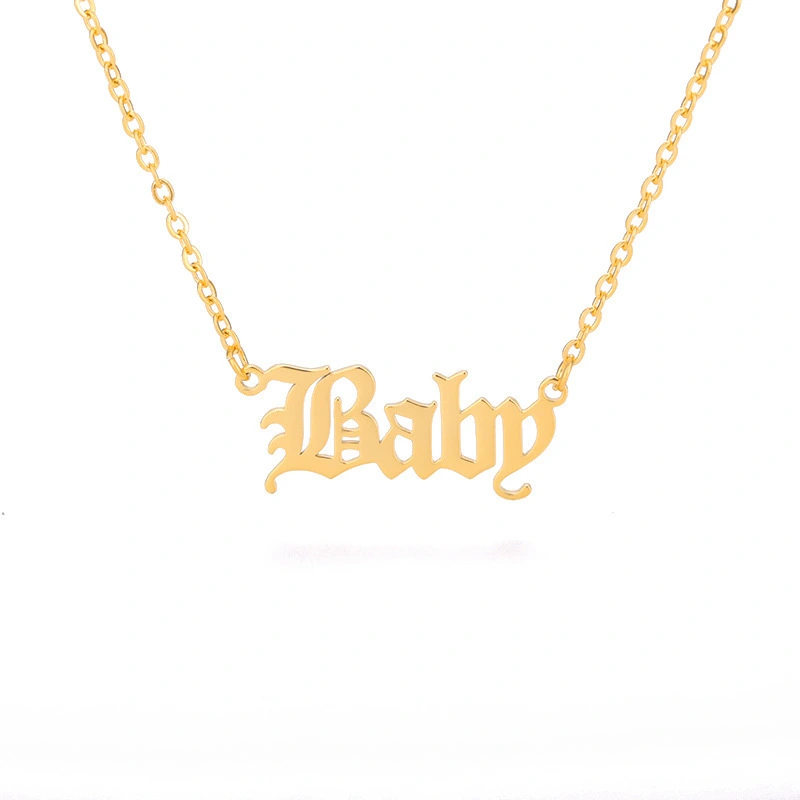 Hainon Explosive English Stainless Steel Baby English Word Necklace Handmade Letter Pendant Accessories 1