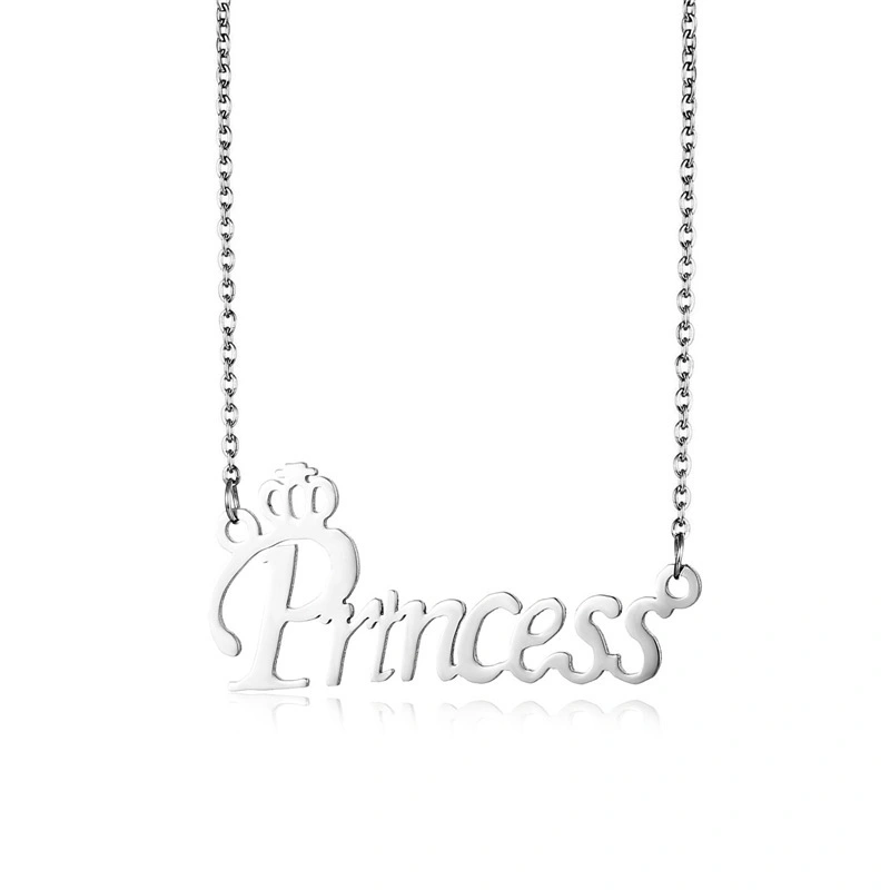 Hainon wholesale Stainless Steel Letter Clavicle Chain Popular Princess Princess Letter pendant necklace 1
