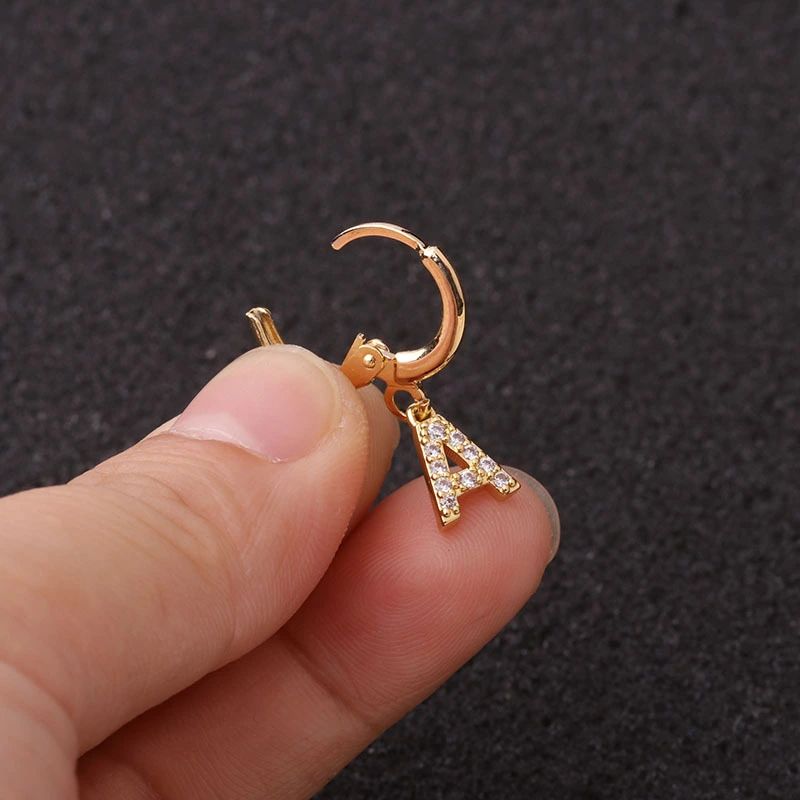Hainon wholesale Gold Plated stainless steel 26 Alphabet Letter Earrings A-Z Initial Earrings for Girls 1