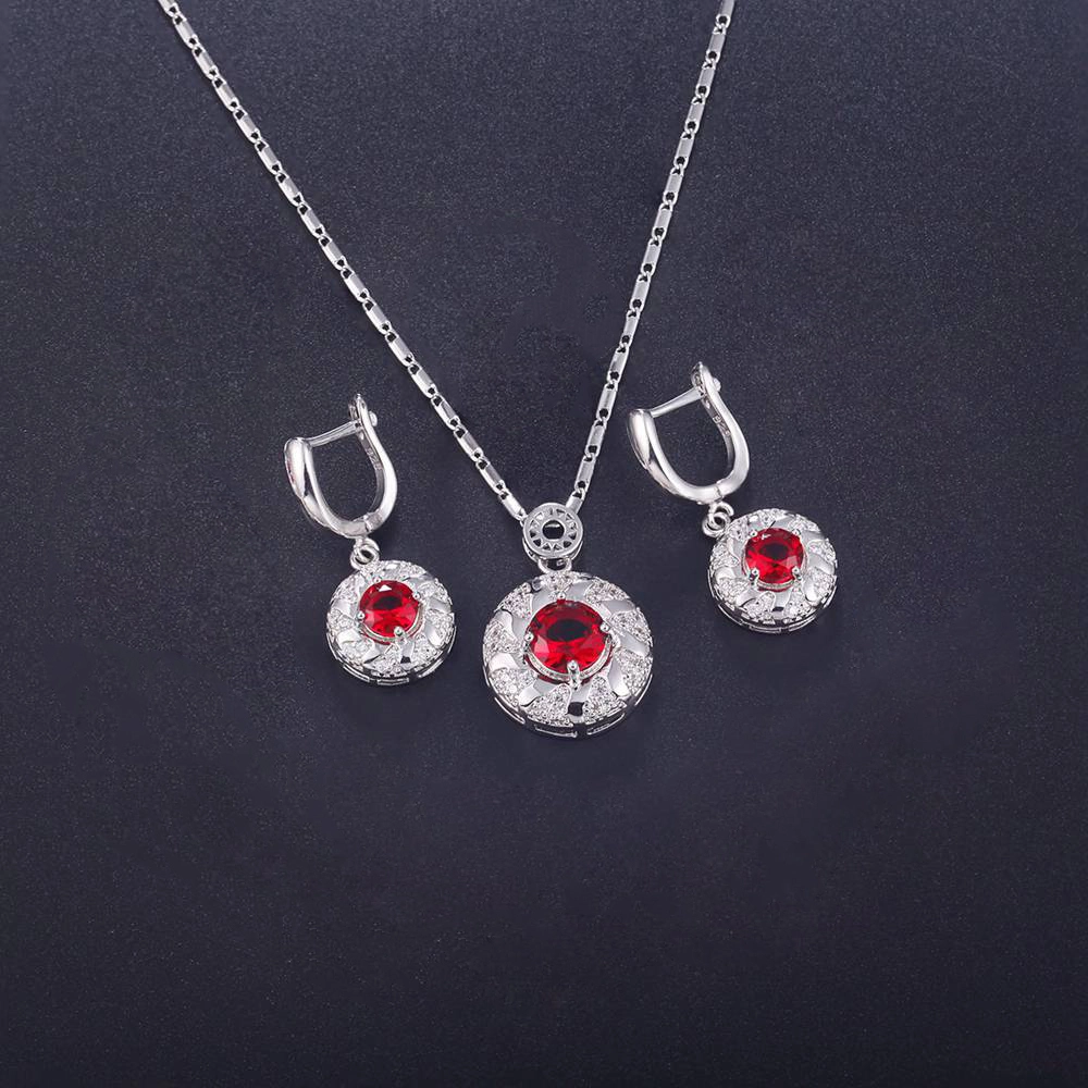 Hainon 2021 fashion red zircon Jewelry for women Birthday Gift Anniversary Present adult jewelry sets 1