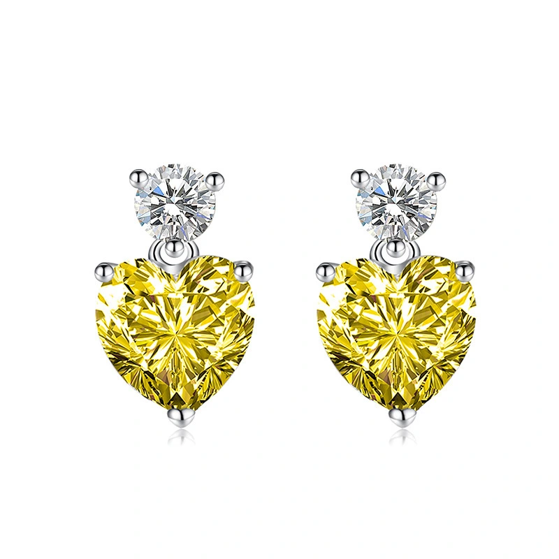 Hainon new fashion jewelry Platinum plating Heart round stud Earrings for women Gift card flannel bag set wholesale 1