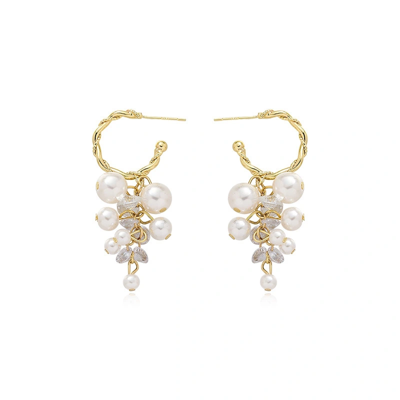 Hainon pearl earrings Grape romantic stud earring Fashion style women earring gift alloy elegant jewelry 1