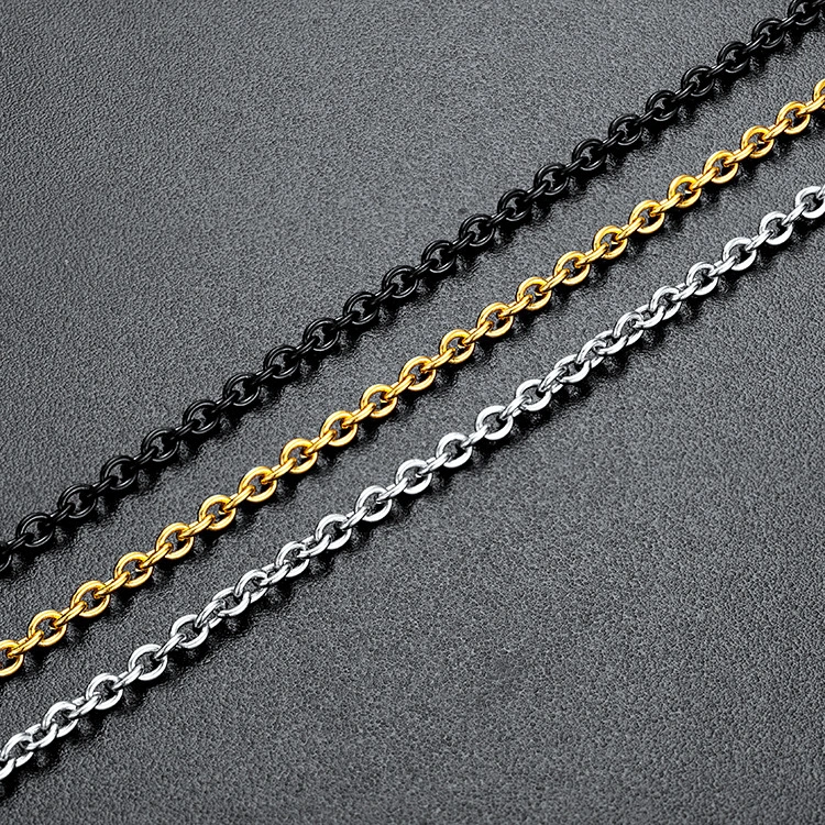 Hainon platinum 3MM Stainless Steel Necklace silver plated Steel gold color Jewelry Chains for Women Men 1
