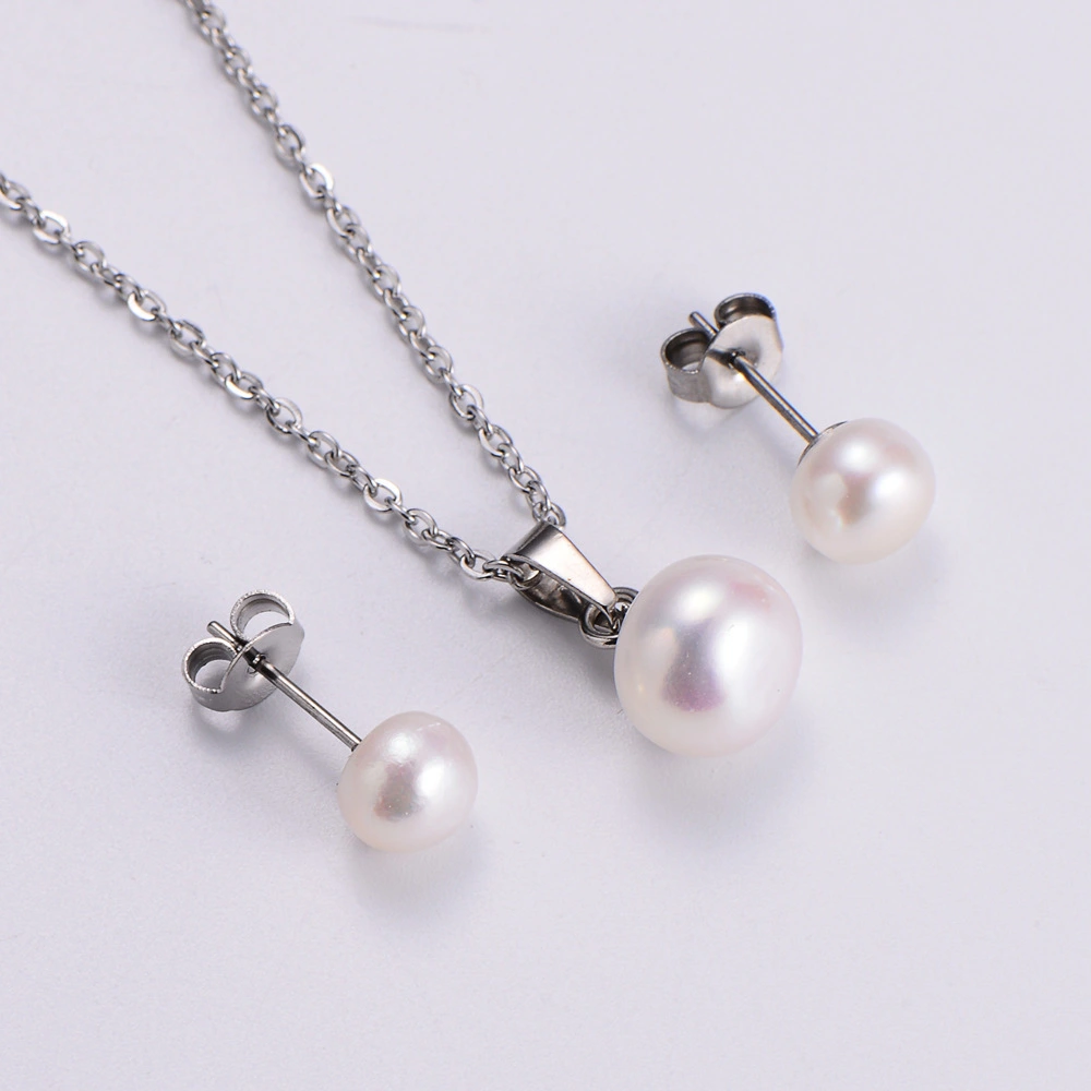 Hainon 2022 stainless steel jewelry sets fashion Pearl jewelry set for women 1