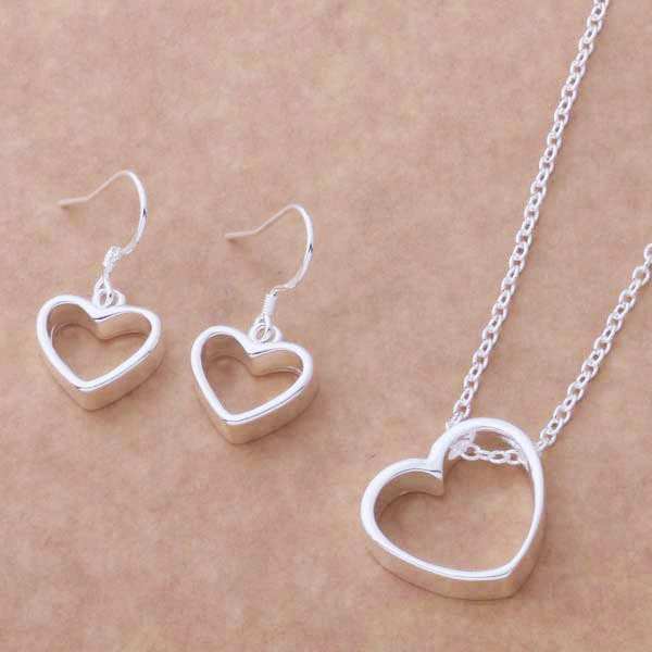 Hainon Hollow heart Pendant Necklaces and Earrings Jewelry Set woman necklace set jewelry Gift card 1