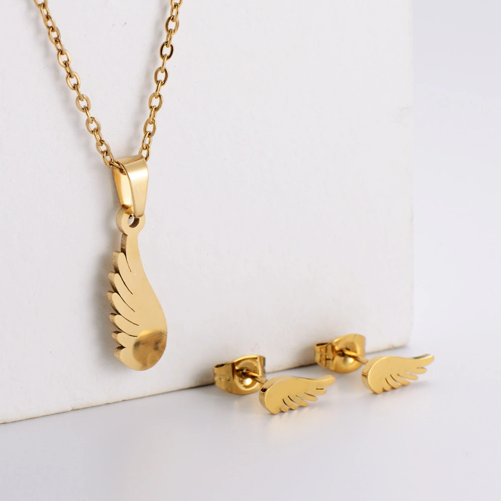 Hainon 2022 plated 18k gold stainless steel jewelry sets fashion Wings jewelry set for women 1