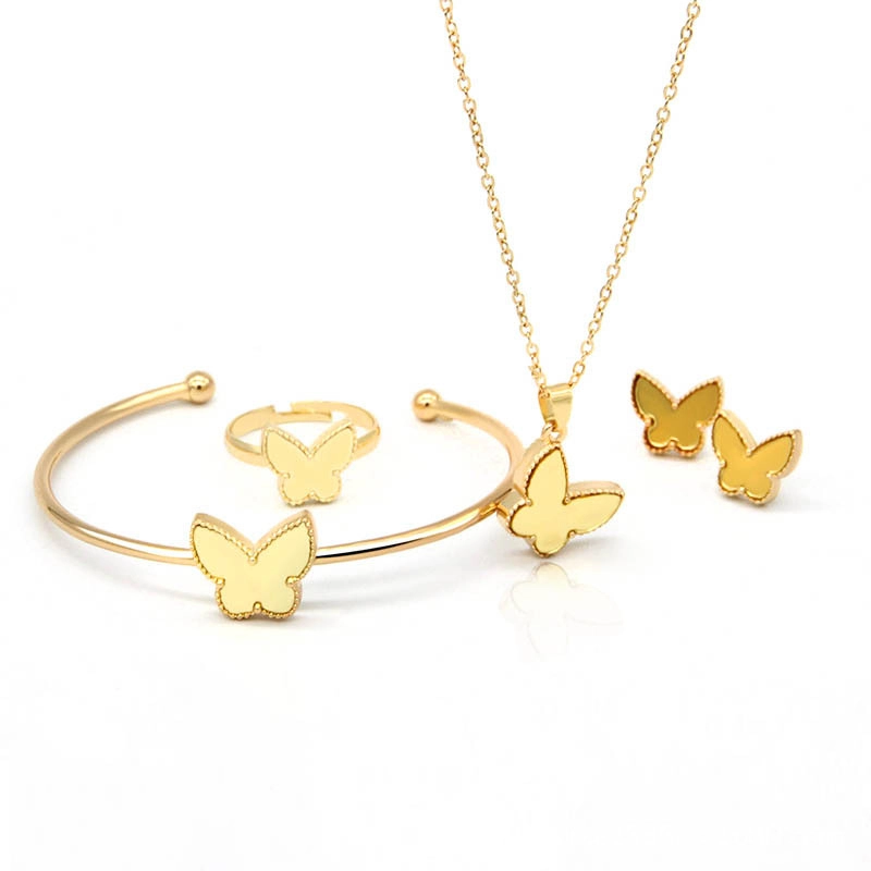 Hainon latest design Butterfly necklace earrings ring bracelet set Arabic bridal lady jewelry sets 1