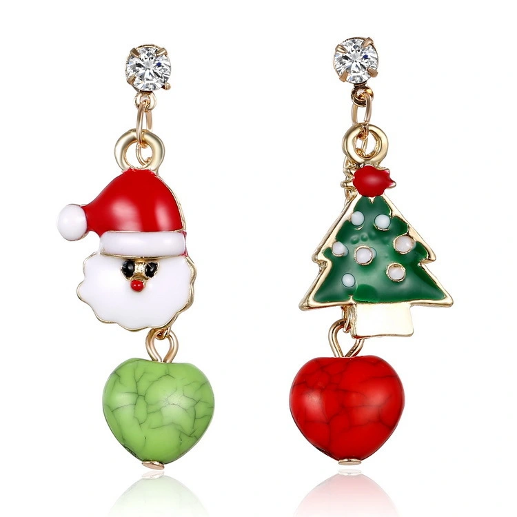 Hainon 2020 Christmas Earrings Gift White Green Red Earrings 925 Sterling Silver Earring Women Wholesale 1