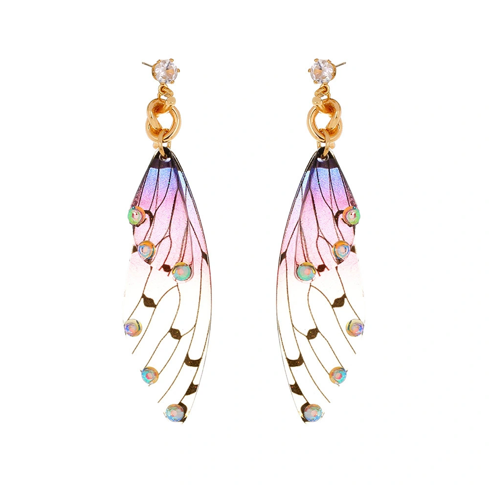 Hainon Top quality gifts pearl drop earrings with zircon colorful butterfly needle gold plated pearl earrings women 1