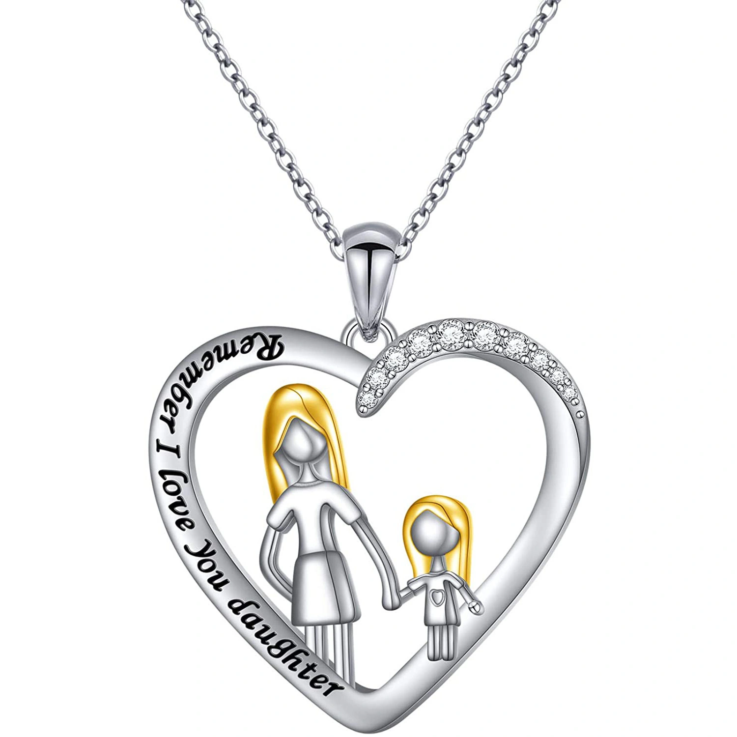 Hainon Mother Daughter Necklace Jewelry remember i love you daughter gift for mom Gift card flannel bag set 1