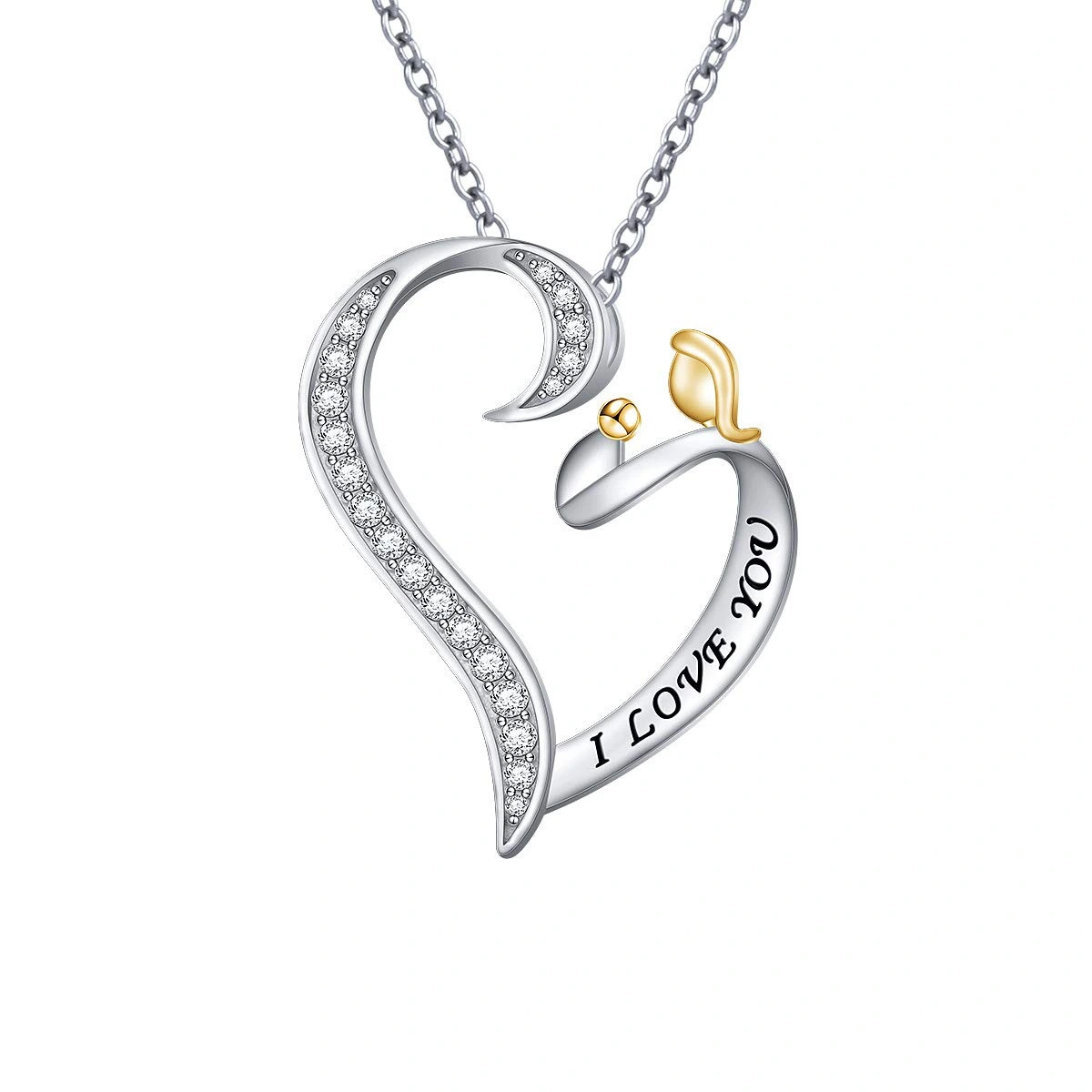 Hainon 18k Gold Heart Necklace Custom Jewelry Language Babygirl Mom Name Necklace Personalised 1