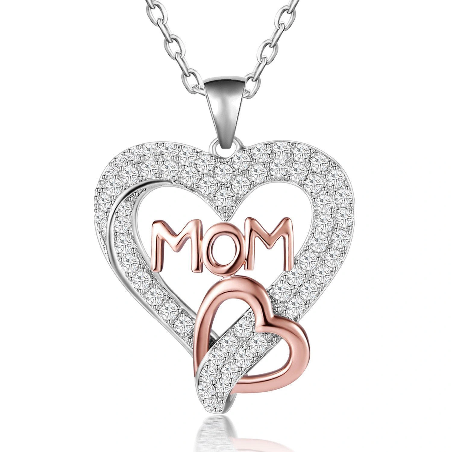 Hainon Custom Rose Gold Mom Necklaces Letter Necklace Gift for Mom White Zircon Mother 's Day Jewelry 1