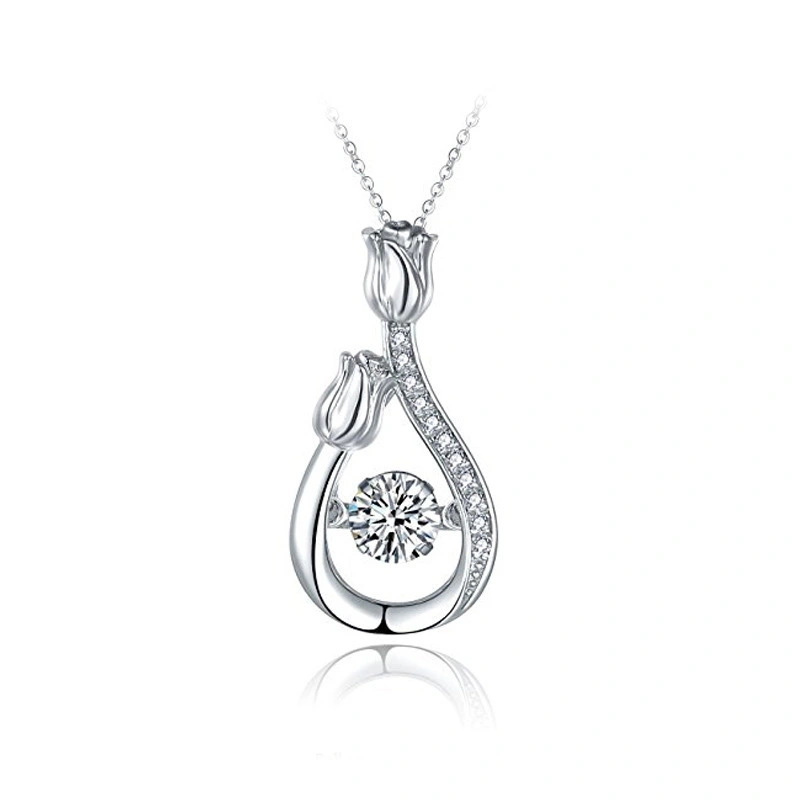 Romantic women silver plated Unique flower jewelry necklace Hainon zircon necklace for mom 1