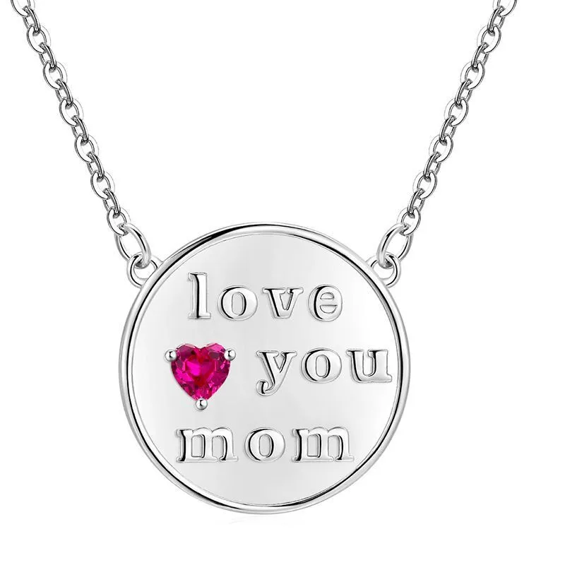 Hainon 925 sterling silver pendant necklace love you mom Heart necklace Thanksgiving gift 1