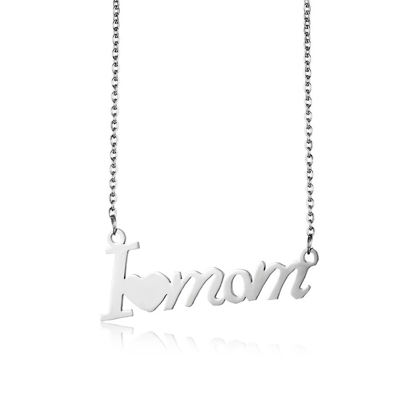 Hainon Stainless steel necklace Creative letters I love mom women fashion Necklace Mother's Day gift wholesale 1