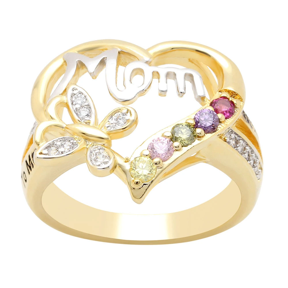 Hainon mother's Day Jewelry ring engraved MOM letters heart-shaped Gold ring wholesale products 1
