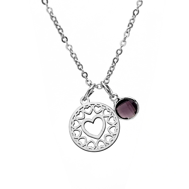 Hainon Heart Pendant Necklace For Women Stainless Steel Birthstone Necklace Mother`s Day Gift Wholesale Supplier 1