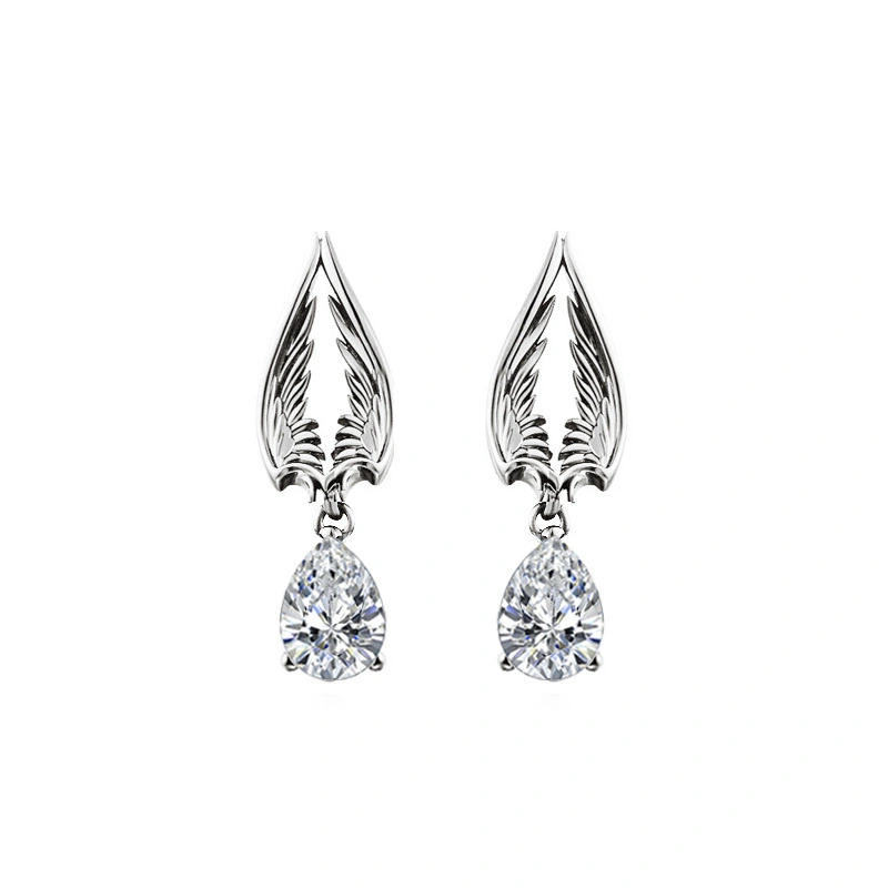 Hainon Angel Wings stud Earrings for Women 925 Sterling Silver Water drop Cubic Zirconia Earrings 2022 1