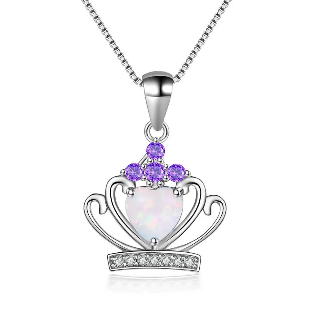 Hainon necklace women Crown heart-shaped Opel inlaid zircon pendant necklace wholesale 1