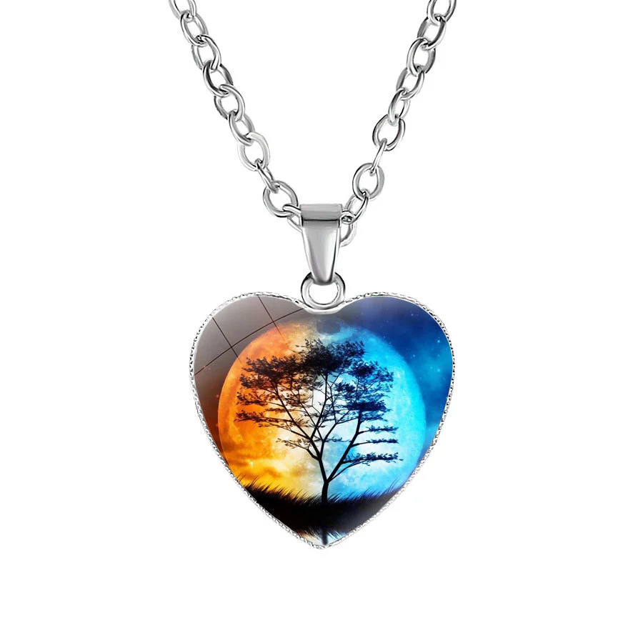 Hainon women necklace Beautiful color tree love Summer Plants flowers jewelry women pendant necklace Love Necklace 1