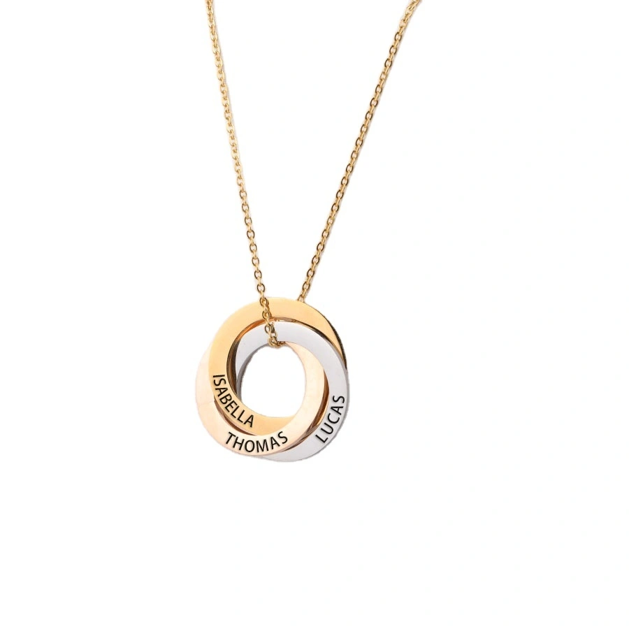 Custom Stainless Steel Three Circle Overlap Necklace Hollow Round Circle Pendant Necklace Interlocking Circle for Women 1