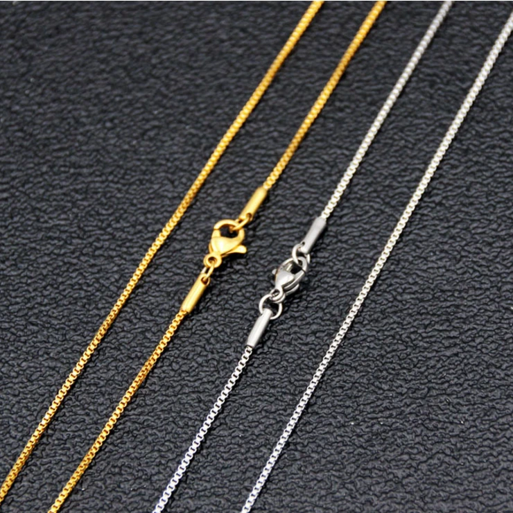 Hainon wholesale 18 20 inch 1.1mm gold plated box chain necklace for women men Stainless steel necklace chains 1