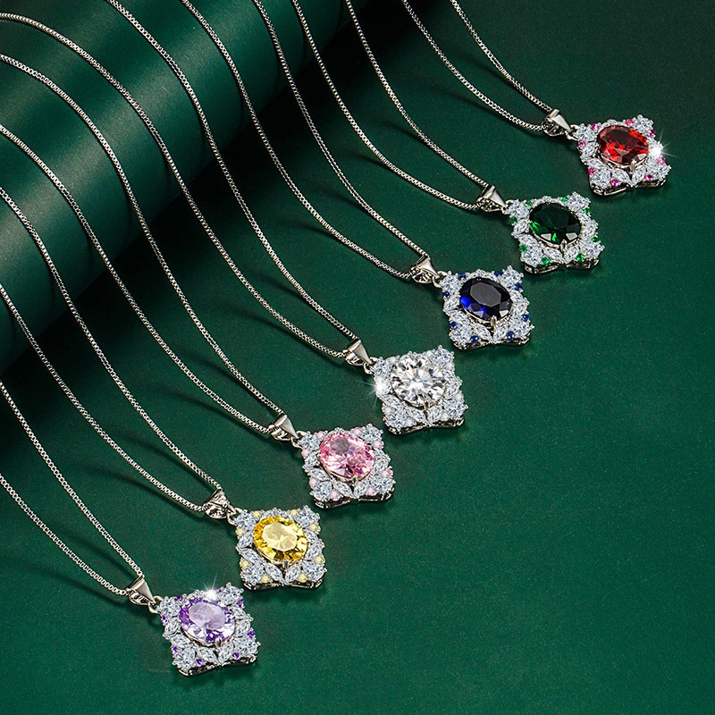 Hainon 2022 pendant necklace jewelry Luxurious Noble colorful zircon Stainless steel necklace spot wholesale 1