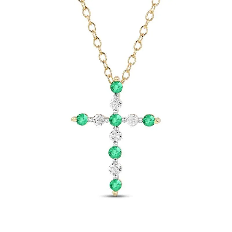 Hainon hot sale cross necklace green zircon women customized necklace 2022 fashion jewelry 1
