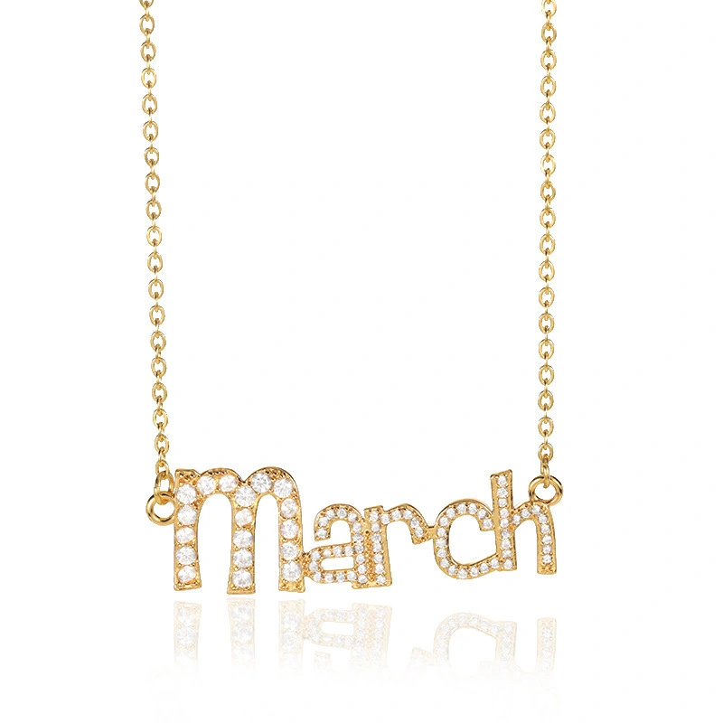 Hainon Simple Month English Letter Pendant Necklace Men And Women Birthday Gift Zircon Month Necklace 1