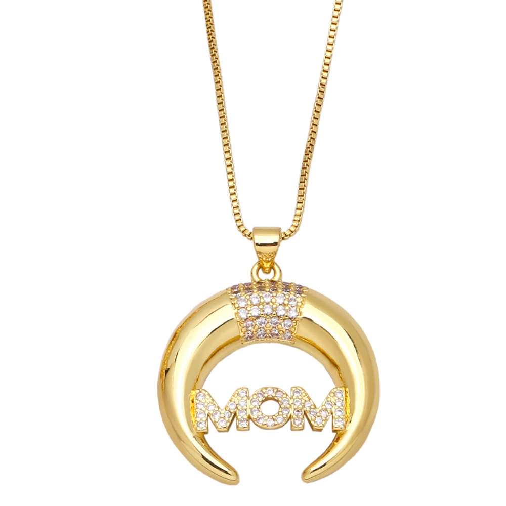 Hainon Letter MOM Love Heart Pendant Mother's Day Necklace Collarbone Chain Mother's Day Gift 1