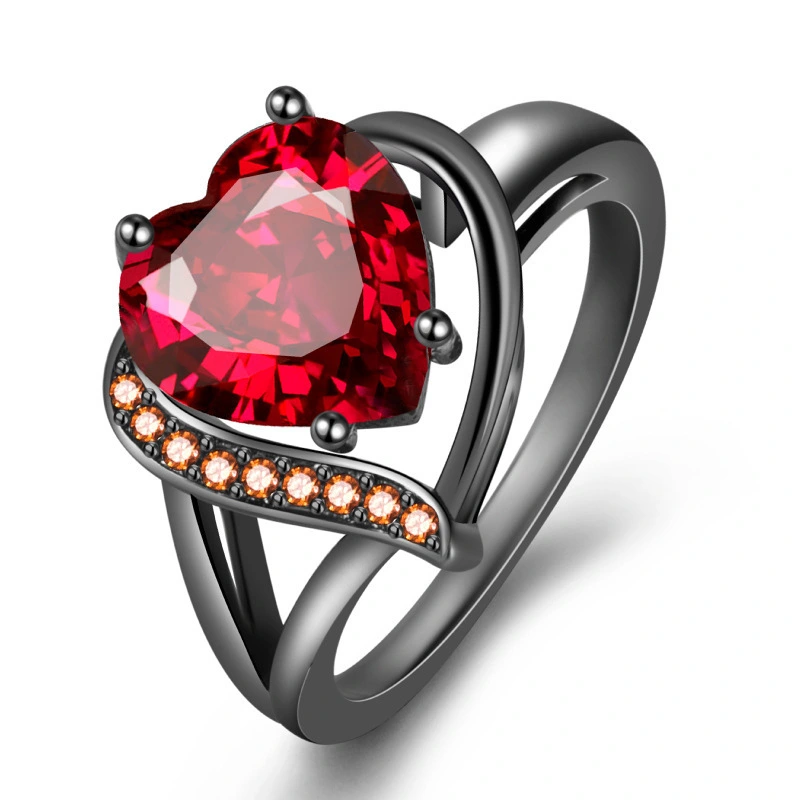 Hainon Romantic red purple heart ring love ring jewelry for women girl new fashion ring wholesale 1