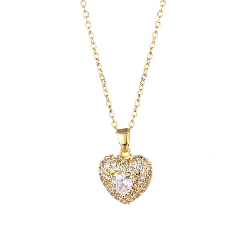 Hainon Classic Diamond Love Necklace Heart Clavicle Chain Pendant Fashion Zircon Necklace jewelry wholesale 1