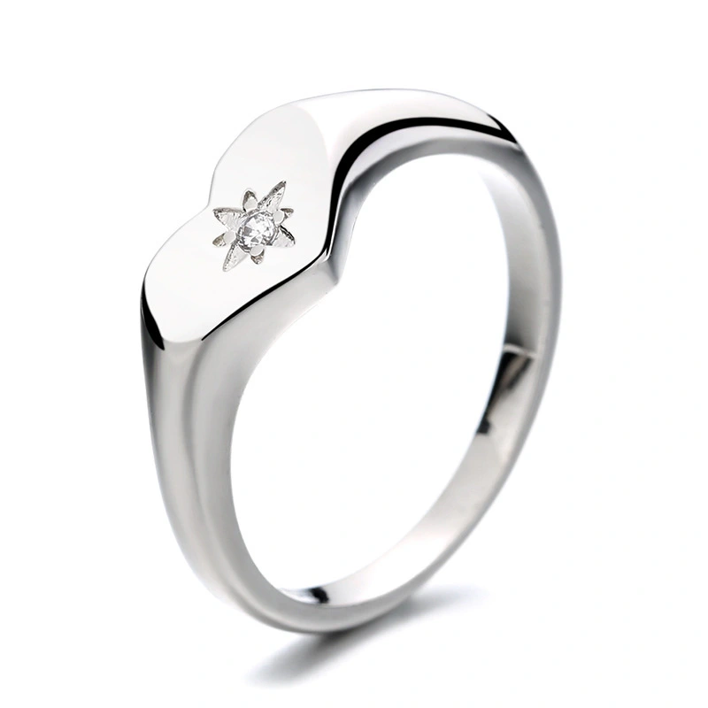 Hainon Temperament Glossy luxury heart shape ring female fashion personality ring index finger wholesale 1